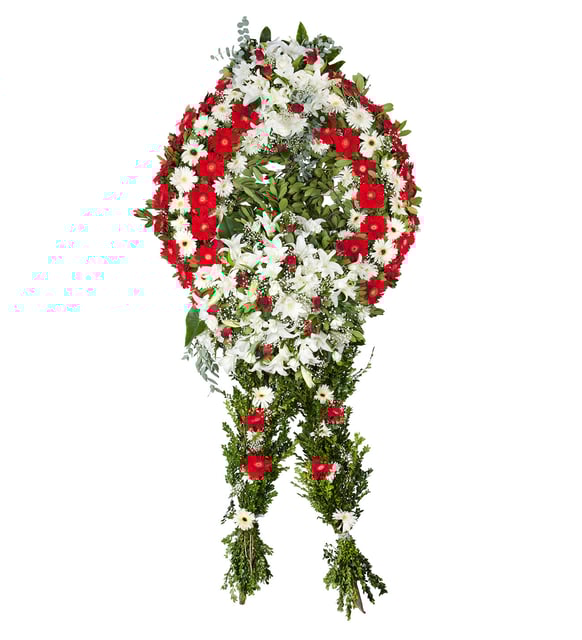 Gerbera-Lilyum Çiçekleri Ayaklı Çelenk